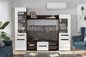Мебель для гостиной МГС 6 (Исполнение 1/Венге/Белый глянец) в Подтёсово - podtyosovo.katalogmebeli.com | фото